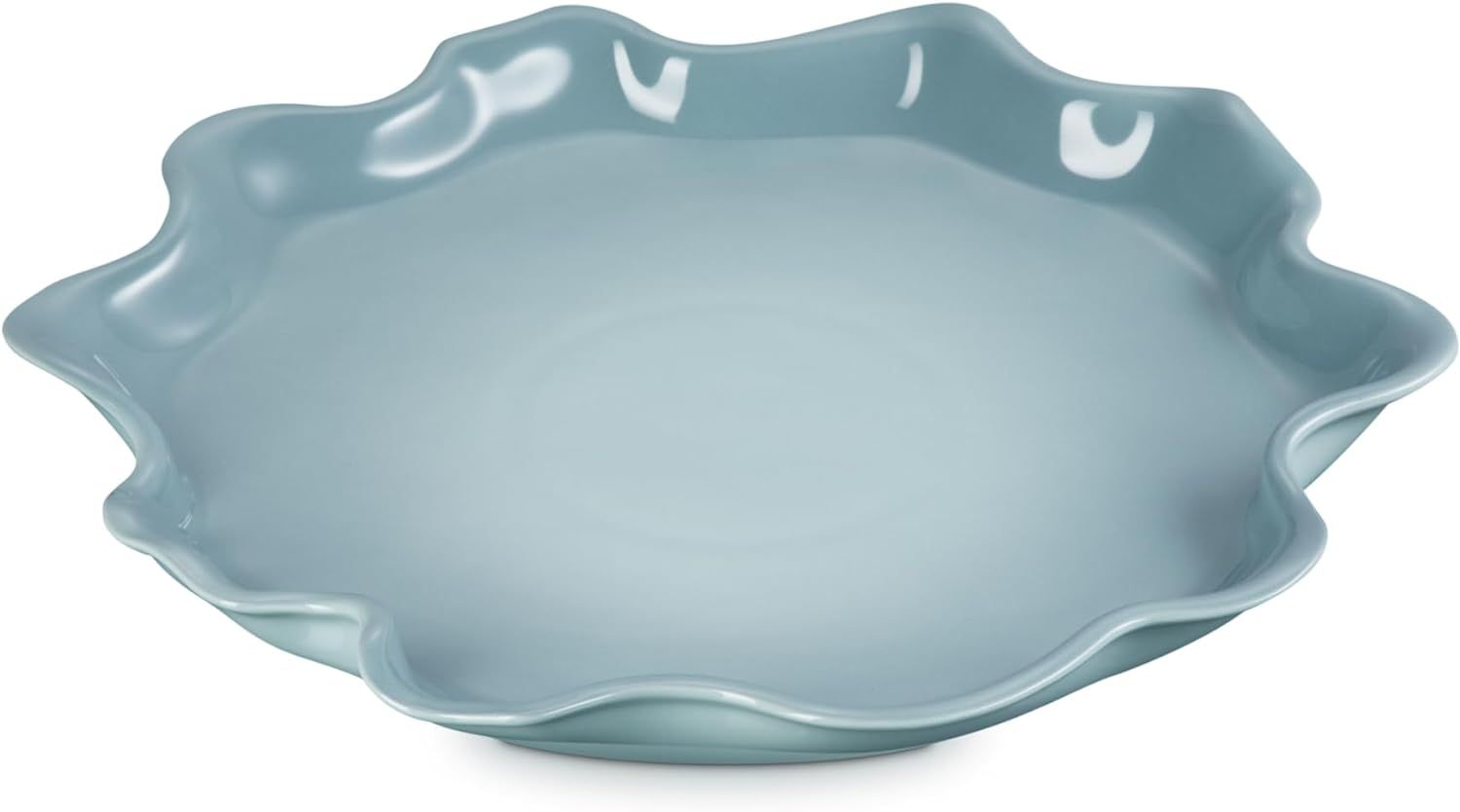 Sea Salt Ceramic Scalloped Serving Platter, 14"