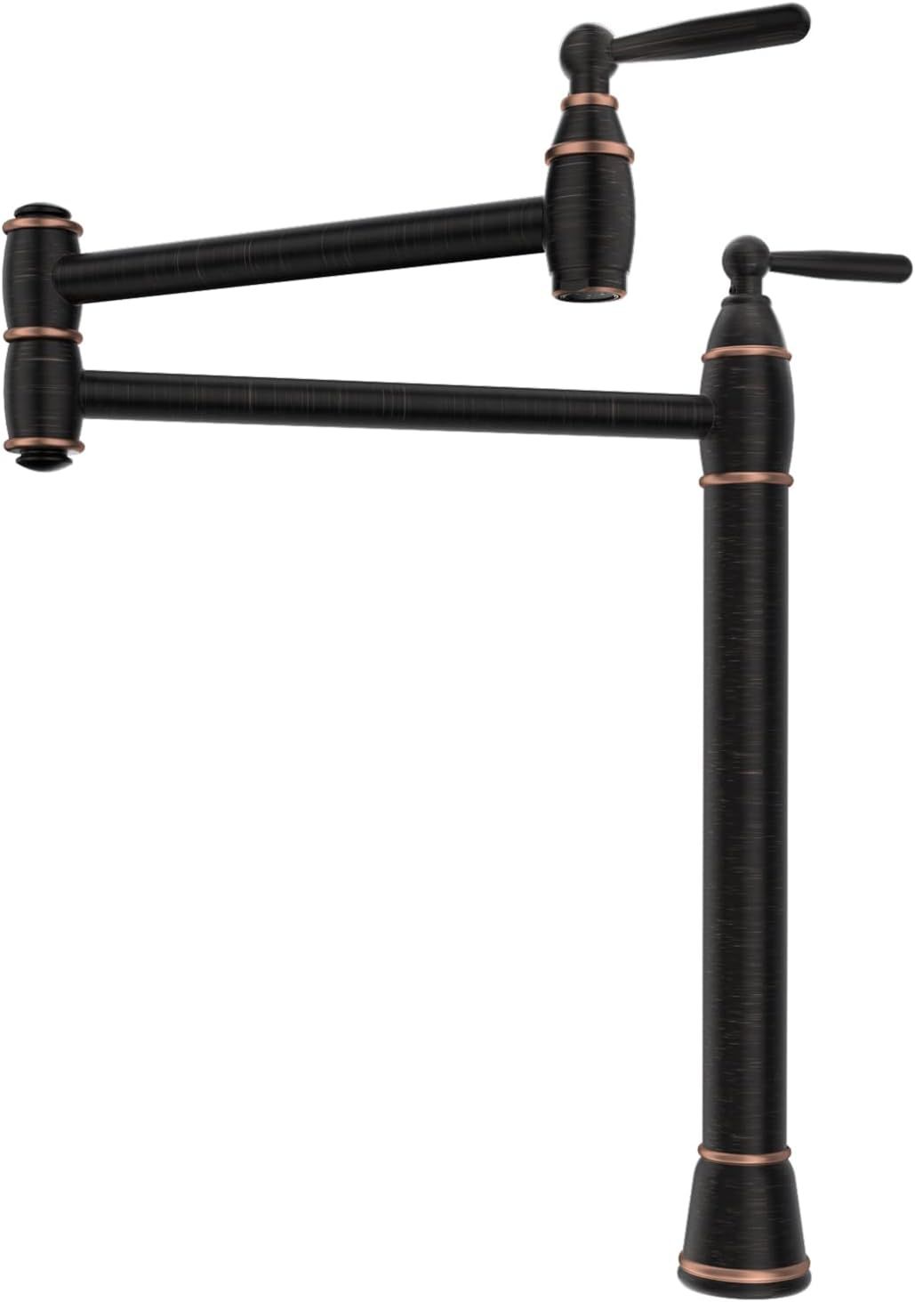 Oil Rubbed Bronze Double Handle Deck Mount Pot Filler Faucet