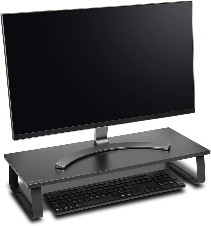 Black Wood and Steel Extra Wide Monitor Stand