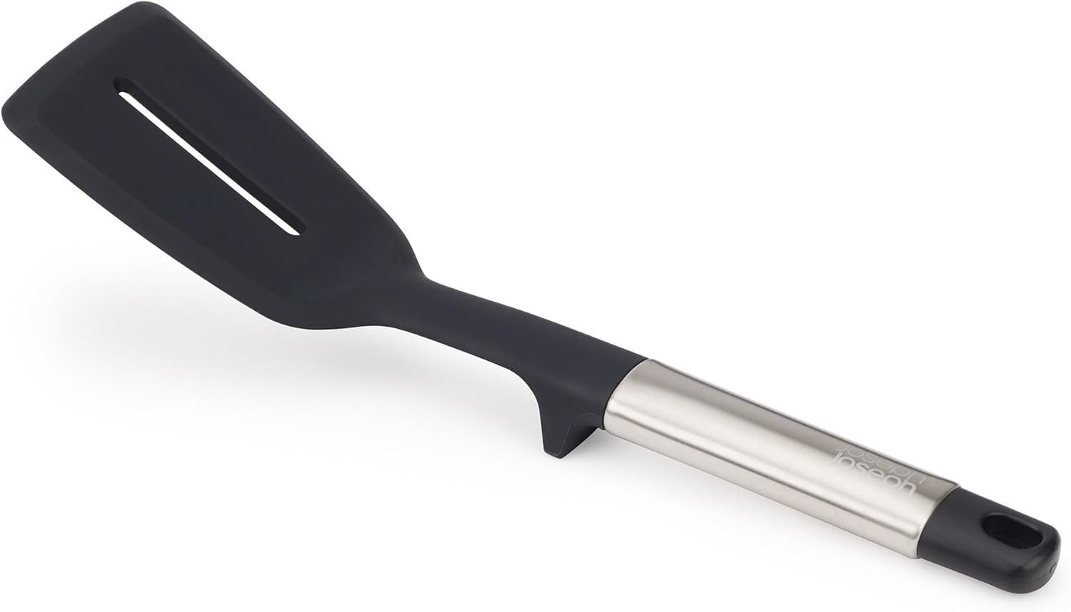 Black Silicone Slotted Turner with Stainless Steel Handle