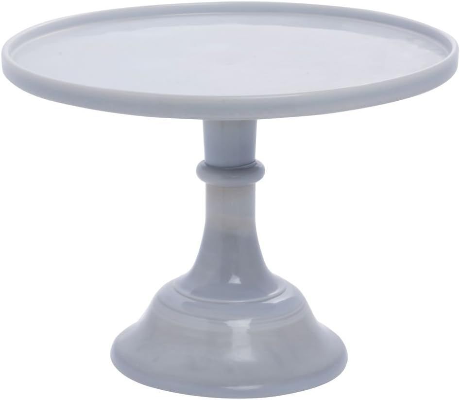 Marble Grey Glass 14" Pedestal Cake Stand with Vintage Charm