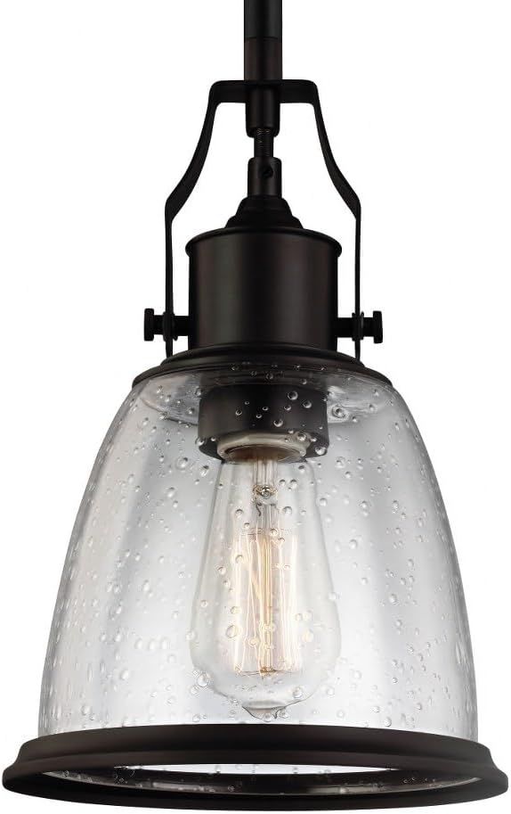 Hobson Mini Globe Pendant in Oil Rubbed Bronze with Clear Seeded Glass