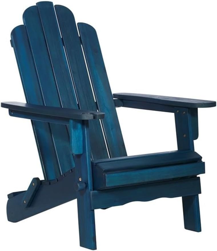 Navy Blue Solid Acacia Wood Outdoor Adirondack Chair