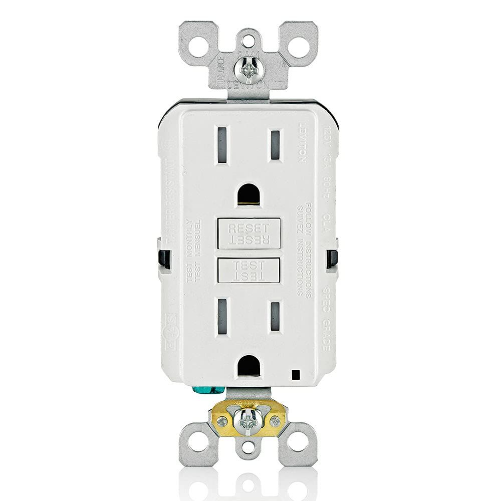 White Tamper-Resistant GFCI Outlet with Wall Plate and LED Indicator