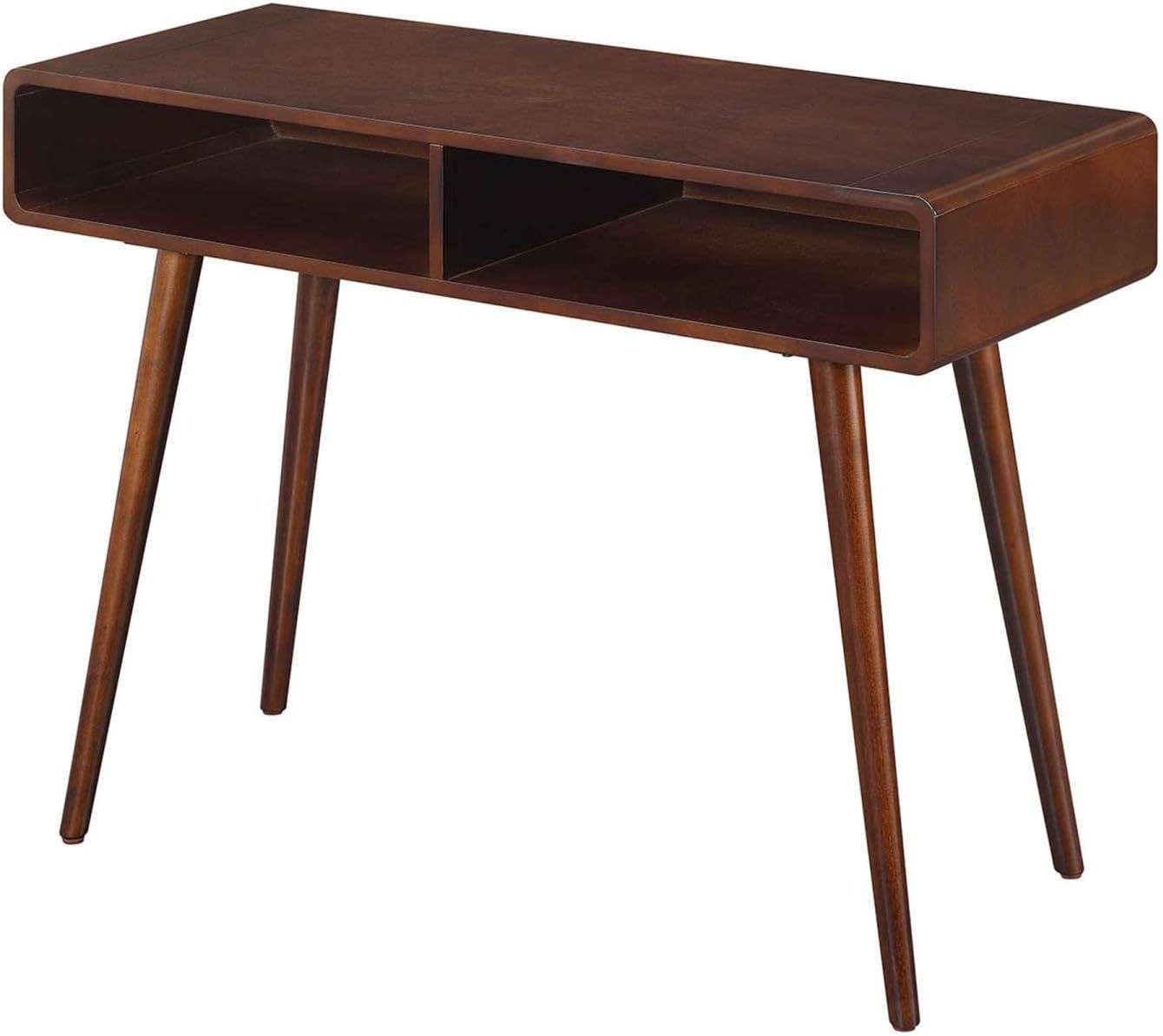 Mid-Century Espresso Napa Console Table with Open Cubbies