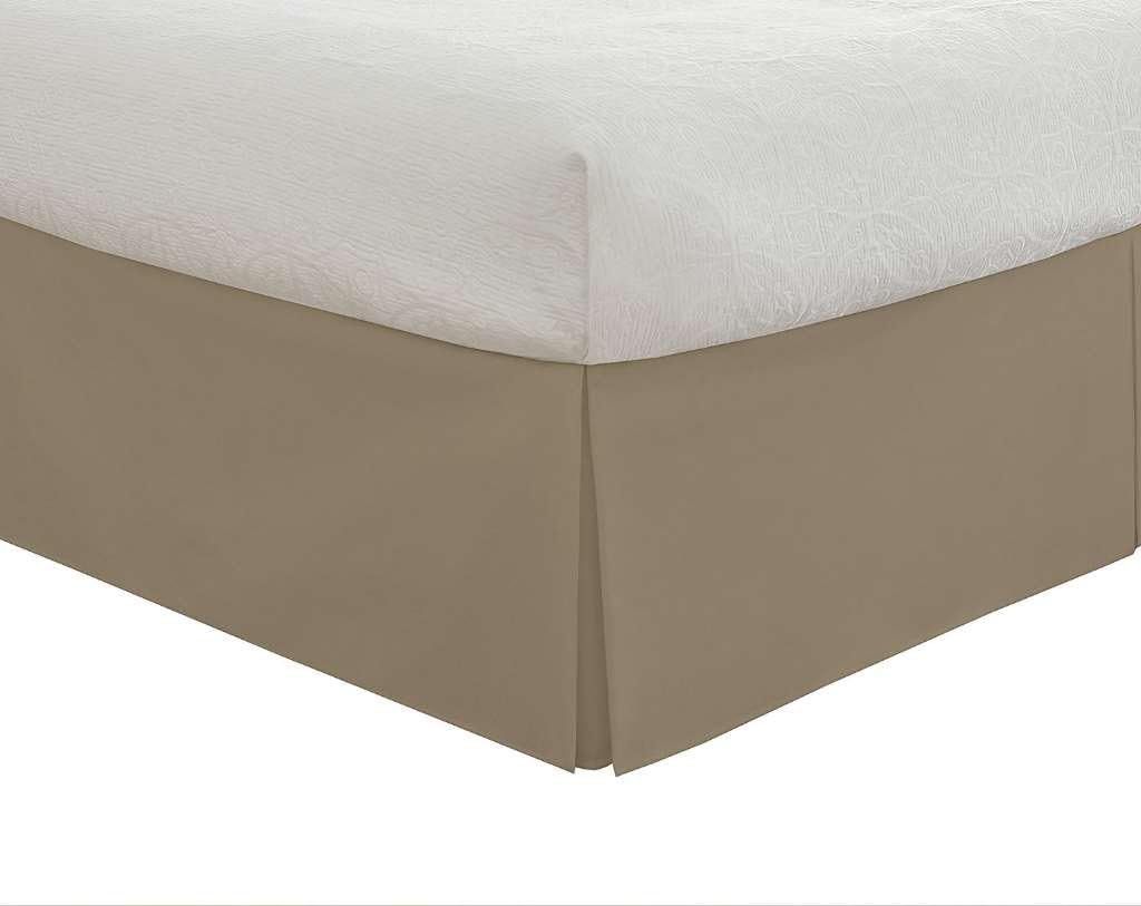 Mocha Twin Polyester Tailored Bed Skirt with 14" Drop