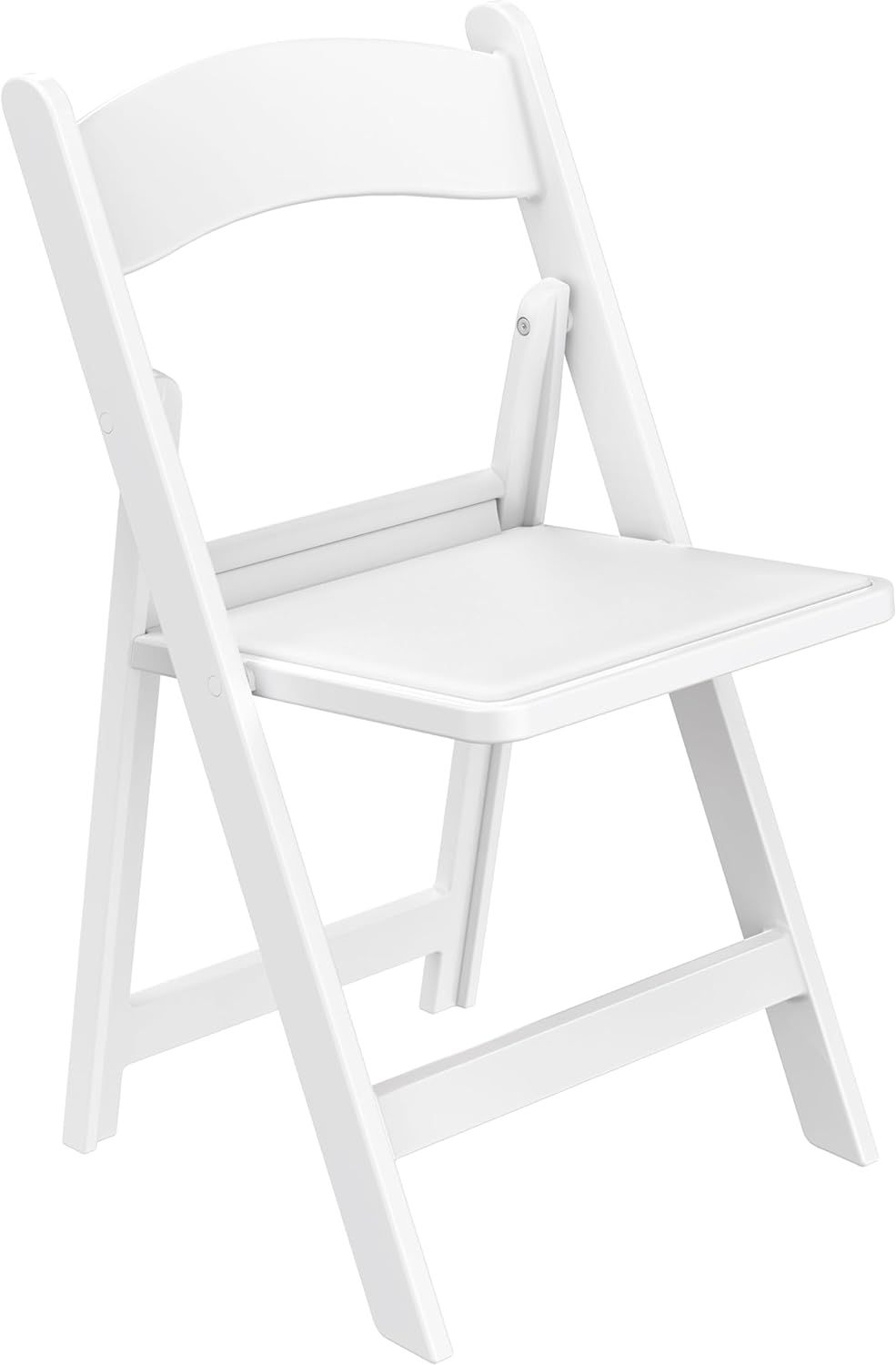 Kids White Resin Folding Chair with Vinyl Padded Seat