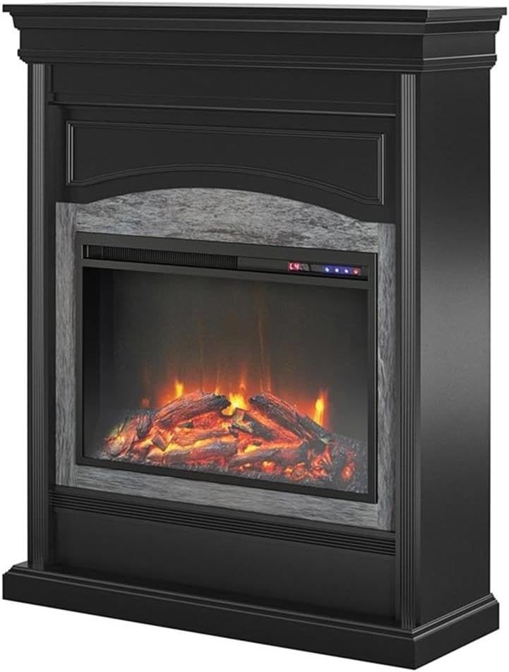 Lamont Black Electric Fireplace with 11 Heat Settings