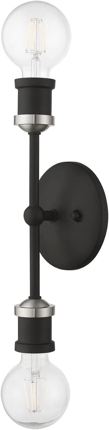 Black and Brushed Nickel 2-Light ADA Vanity Sconce