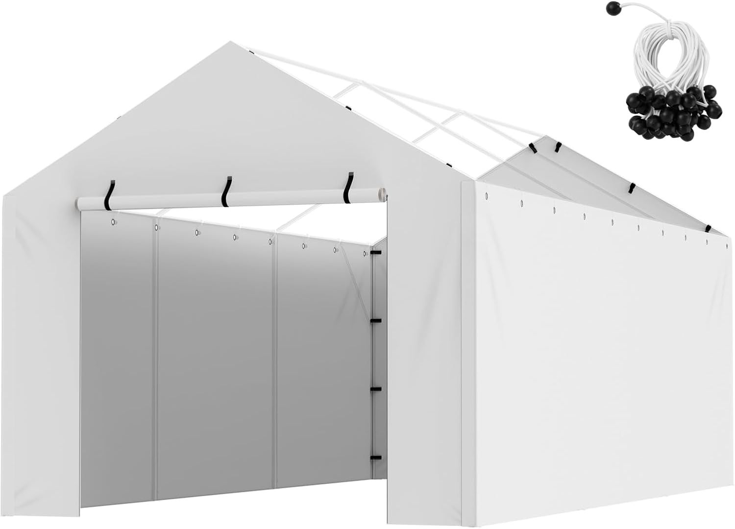 White Heavy-Duty Waterproof Carport Canopy Side Wall 10 x 20 ft