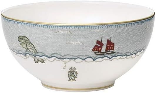 Sailor's Farewell 6" Blue and Gold Porcelain Soup/Cereal Bowl