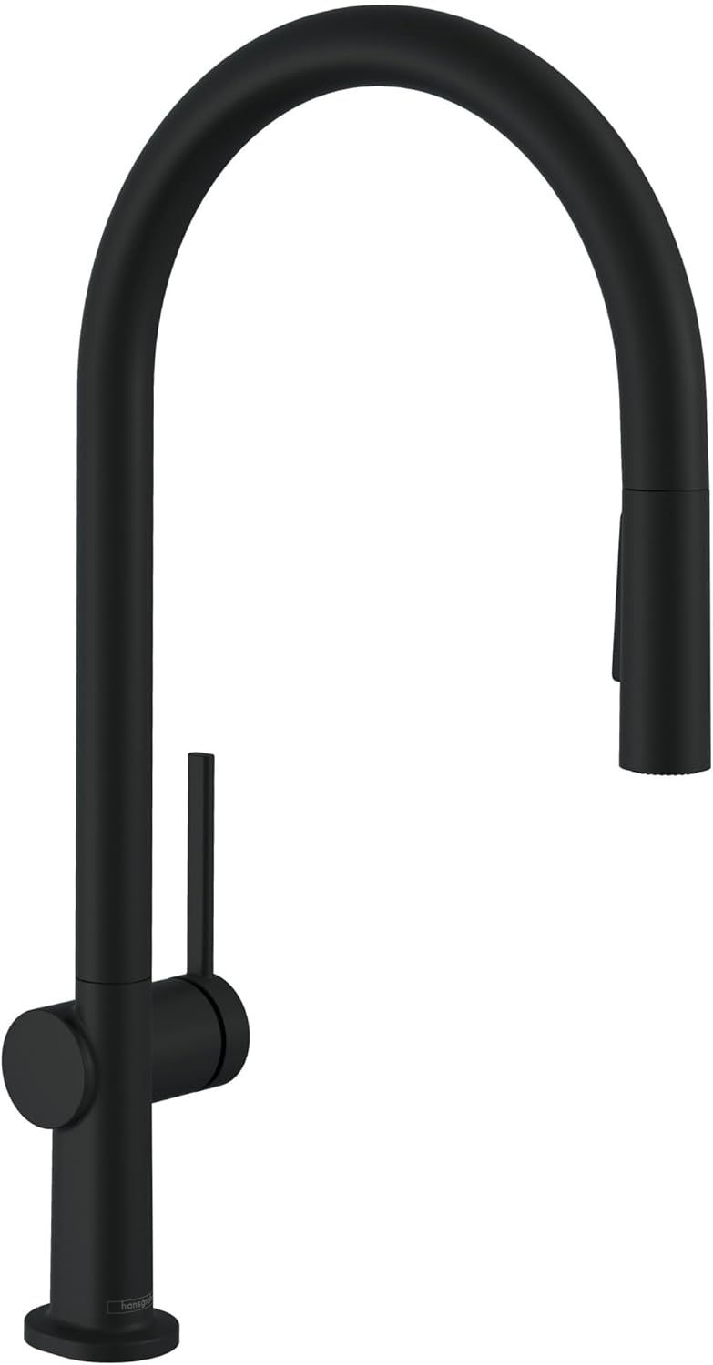 Matte Black High Arc Kitchen Faucet with Pull-out Spray