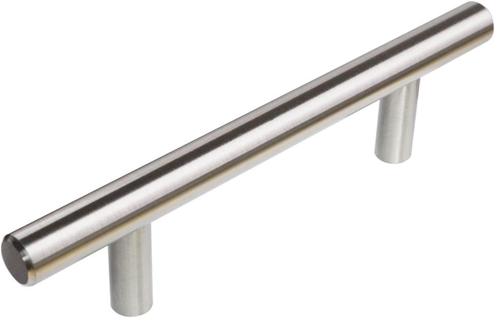 3.5 in. Satin Nickel Modern Bar Cabinet Pulls with Mounting Hardware (25-Pack)