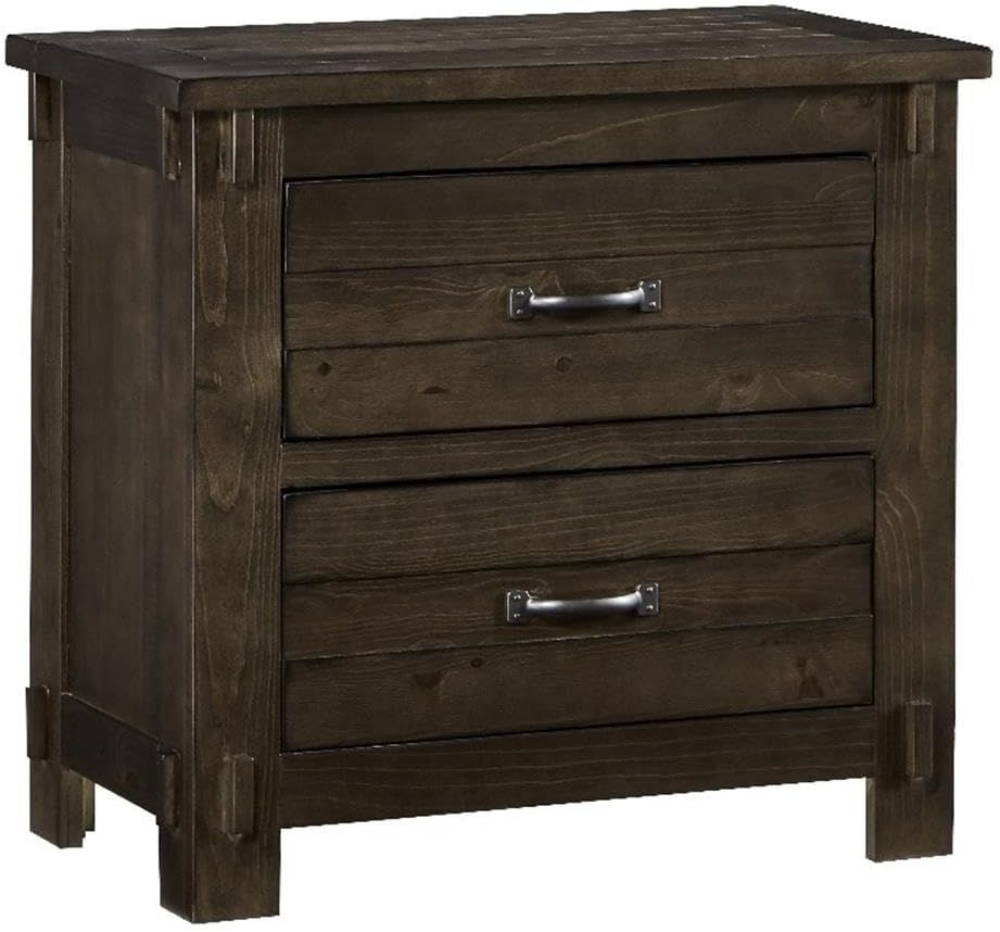 Molasses Brown Rustic Wood 2-Drawer Nightstand