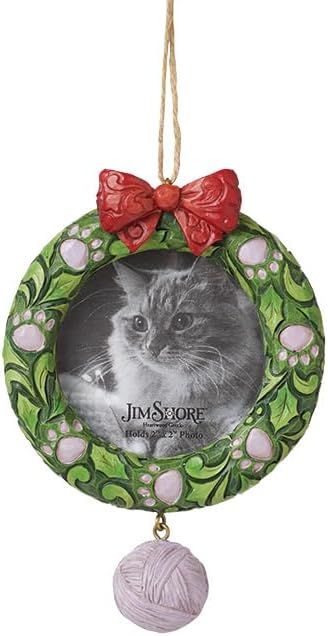 Multicolor Stone Resin Cat Wreath Photo Frame Ornament