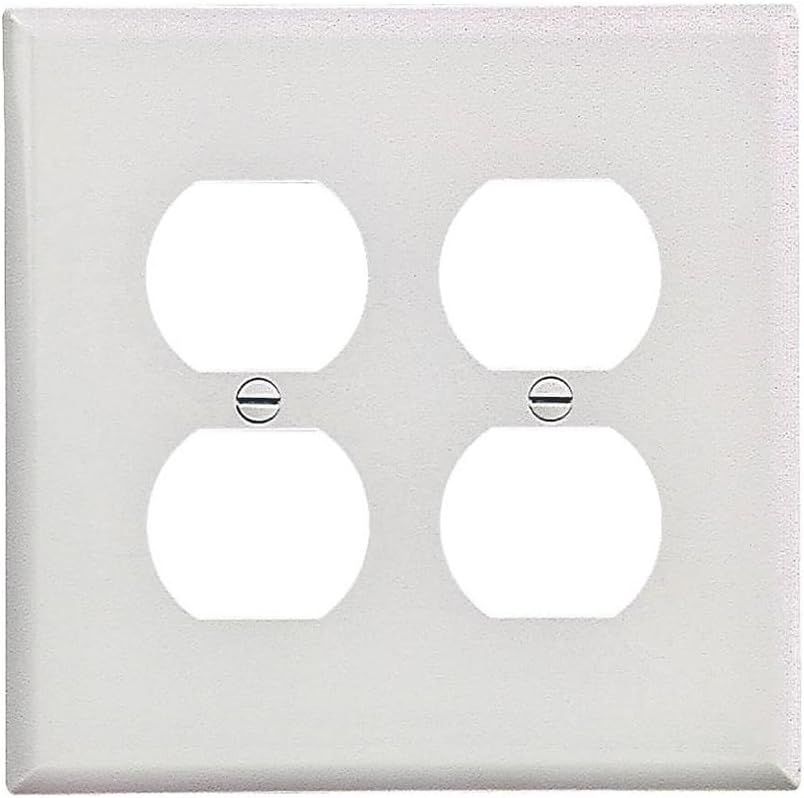 White Jumbo 2-Gang Double Duplex Nylon Wall Plate