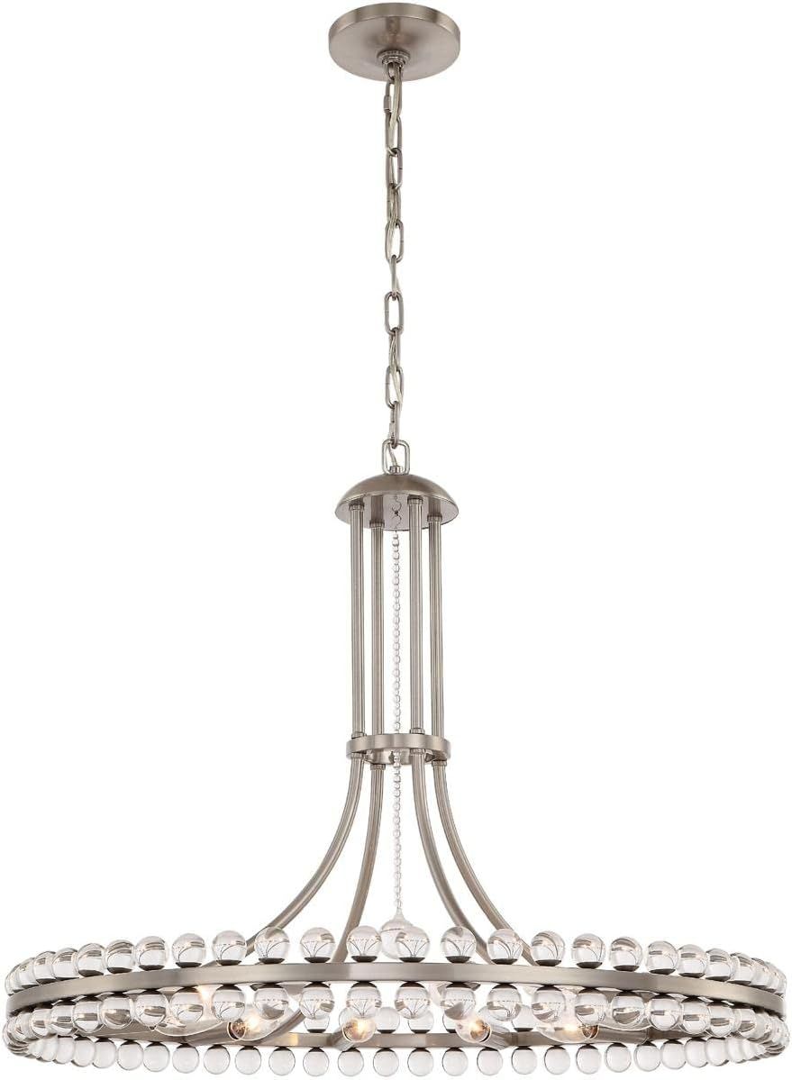Brushed Nickel and Glass 12-Light Chandelier