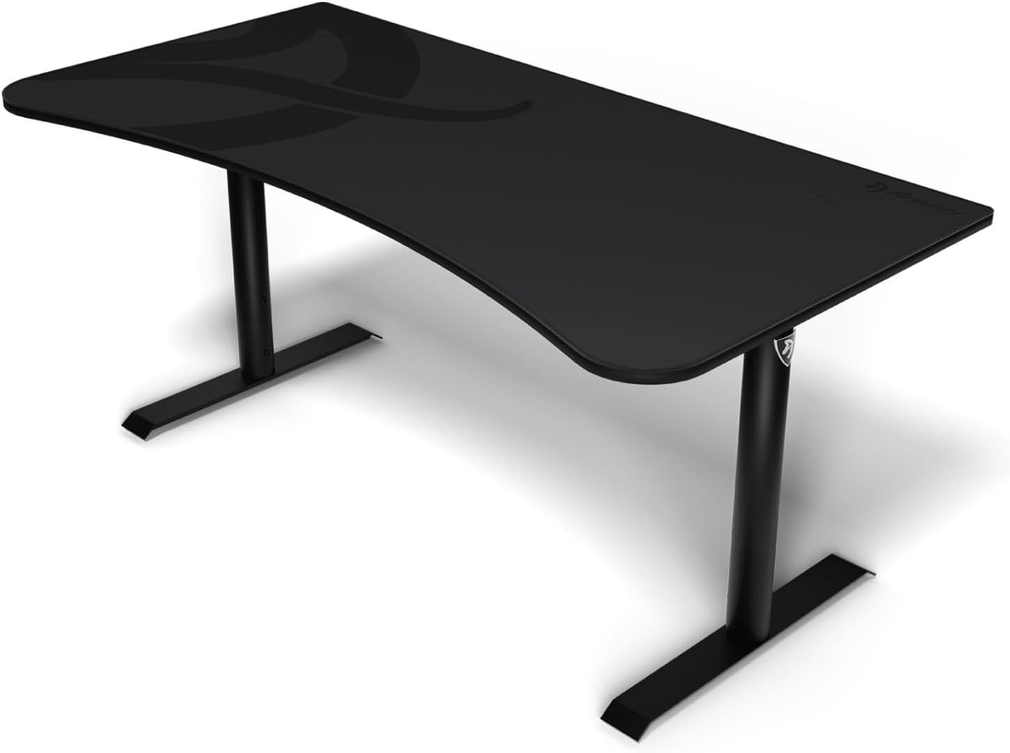 Dark Gray Curved Gaming Desk with Steel Frame