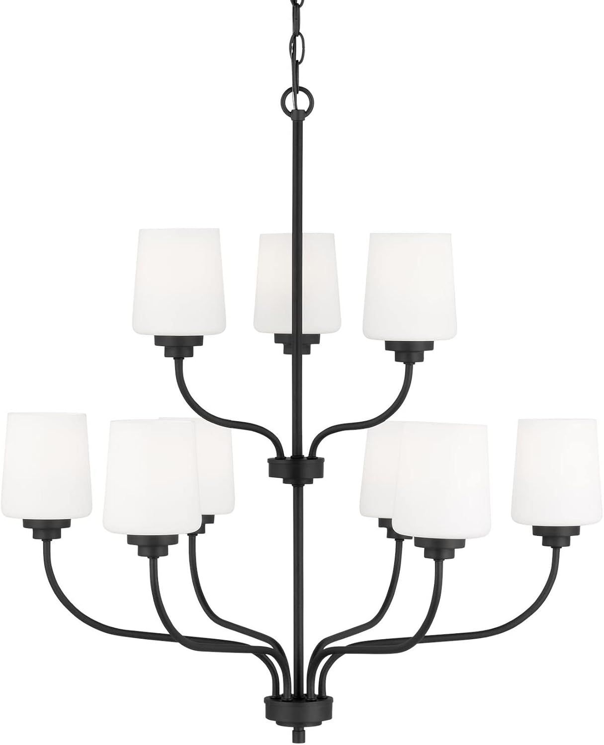 Windom Midnight Black 9-Light Incandescent Chandelier with Etched Opal Glass