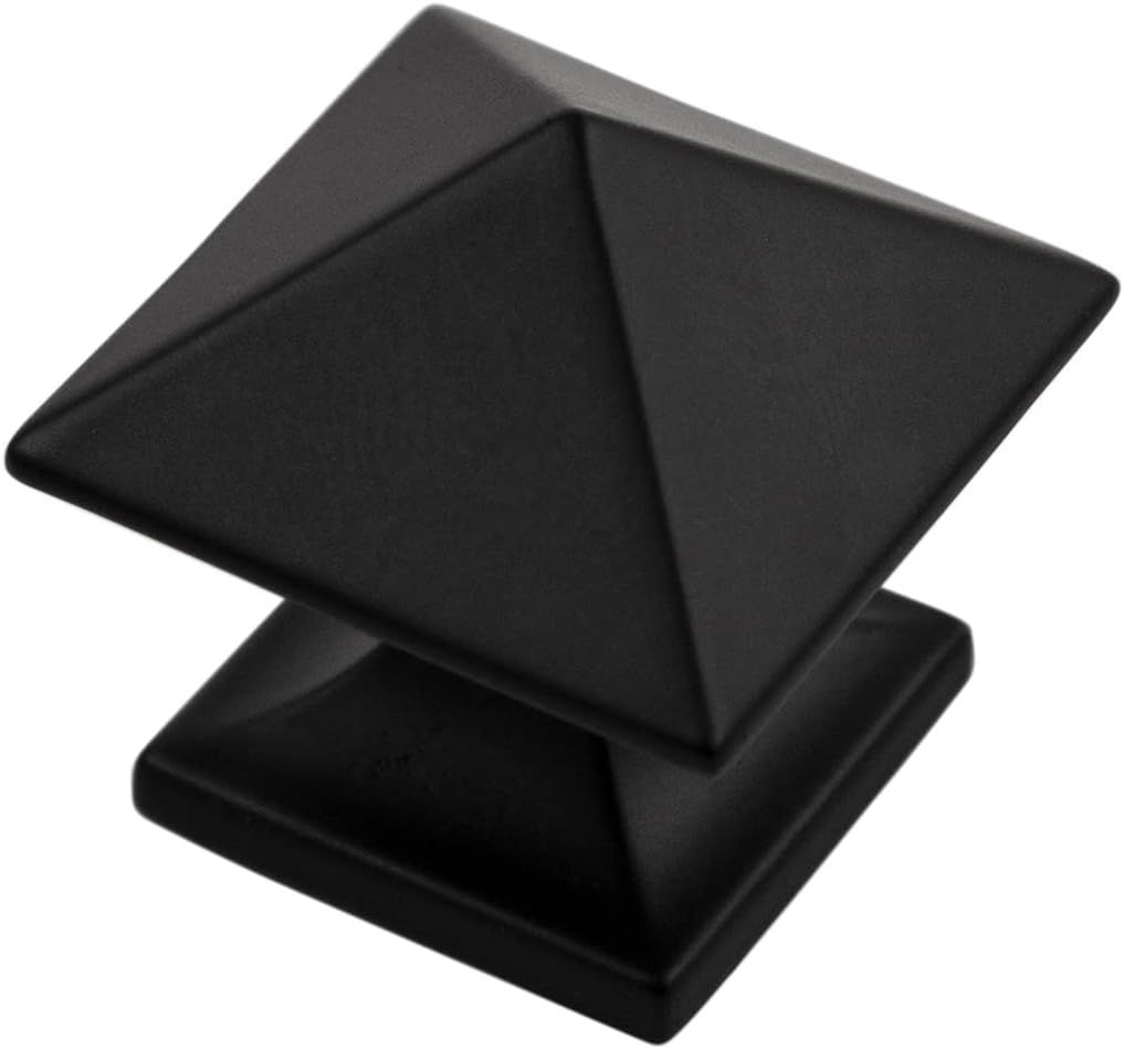 Matte Black Square Modern Cabinet Knob with Mounting Hardware