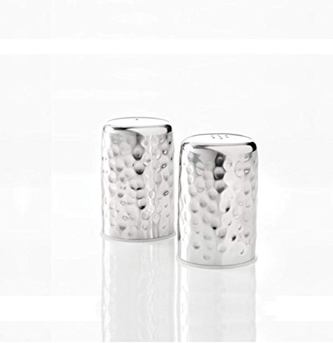 Hammered Silver Stainless Steel Salt and Pepper Shakers Set