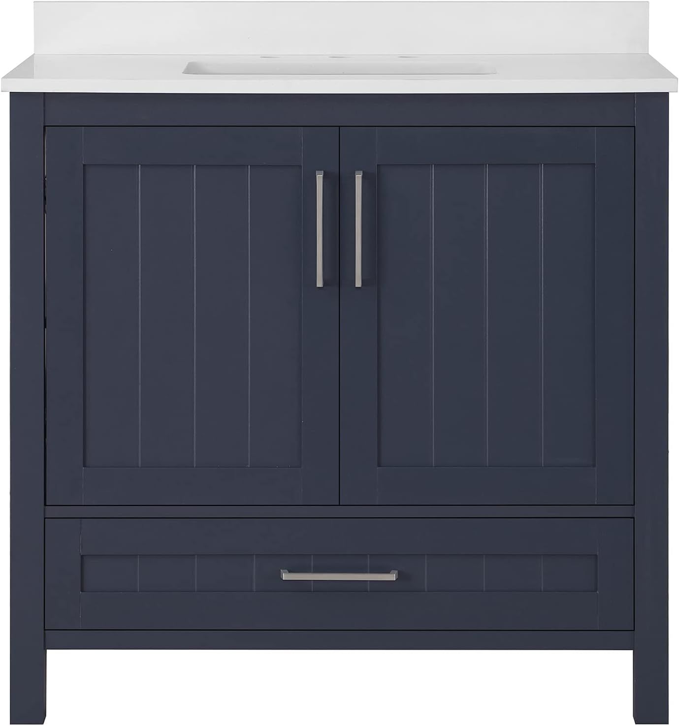 Midnight Blue 36" Freestanding Single Sink Bathroom Vanity with Marble Countertop