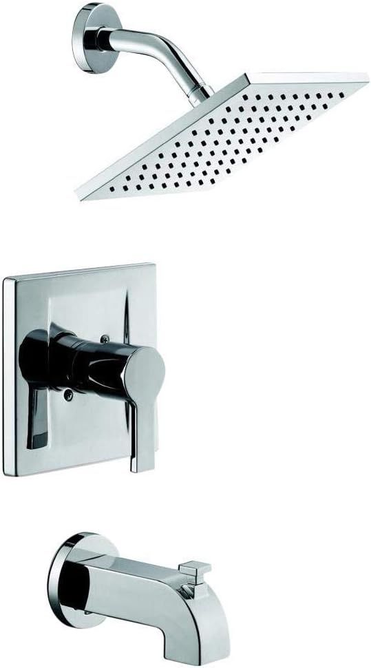 Chrome Square Wall Mounted Rain Shower Faucet Set