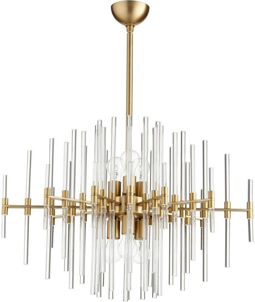 Aged Brass and Glass Contemporary Pendant Light