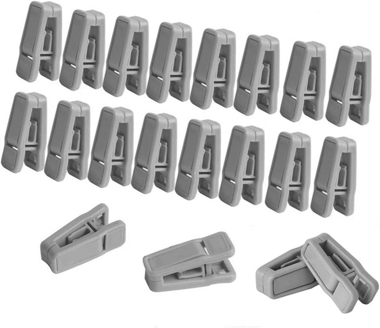 Gray Plastic Finger Clips for Velvet Hangers, 20 Pack