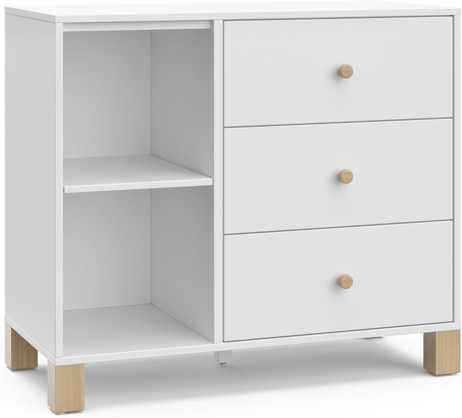 White and Driftwood 3 Drawer Combo Nursery Dresser