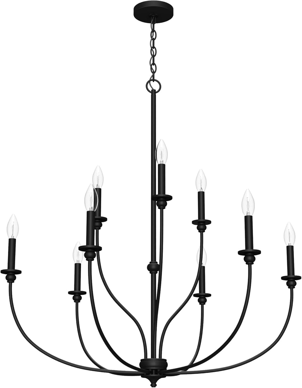 Matte Black 9-Light Candle Style Chandelier