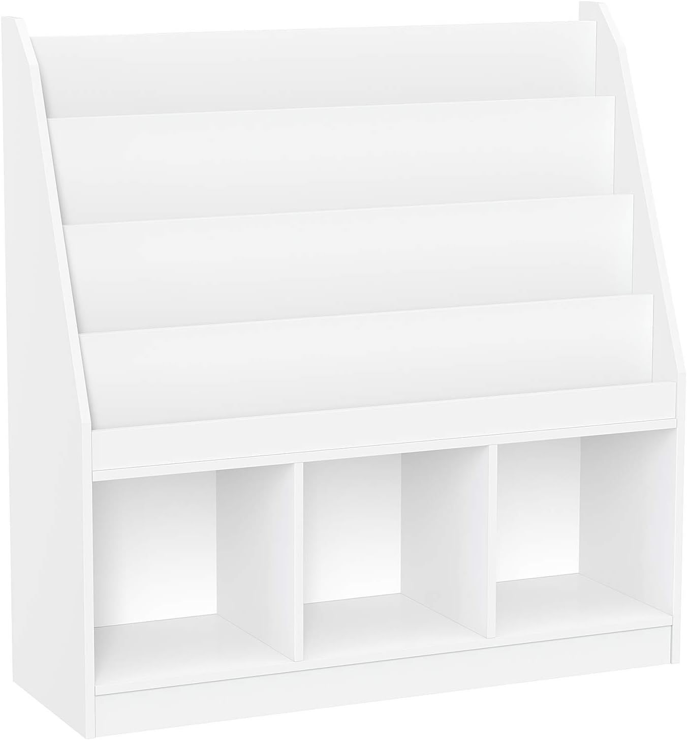 White Adjustable Kids Bookrack with Cubbies