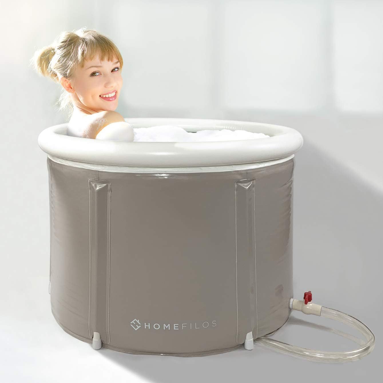 Small Gray Inflatable Portable Bathtub for Shower Stall