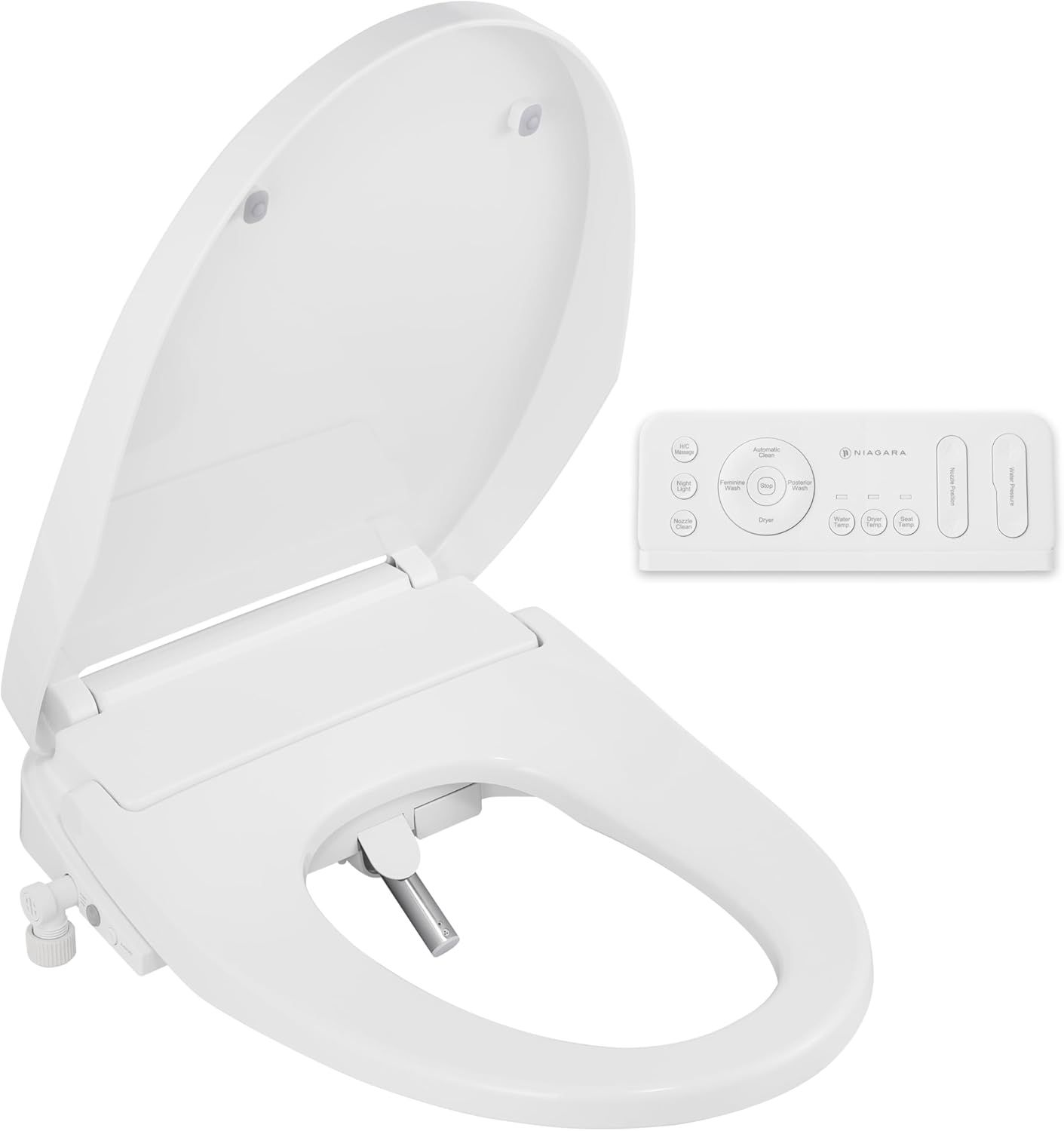 Hydrotech White Elongated Heated Electric Bidet Seat with Remote