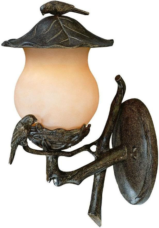 Black Coral 2-Light Outdoor Wall Lantern with Bird Design