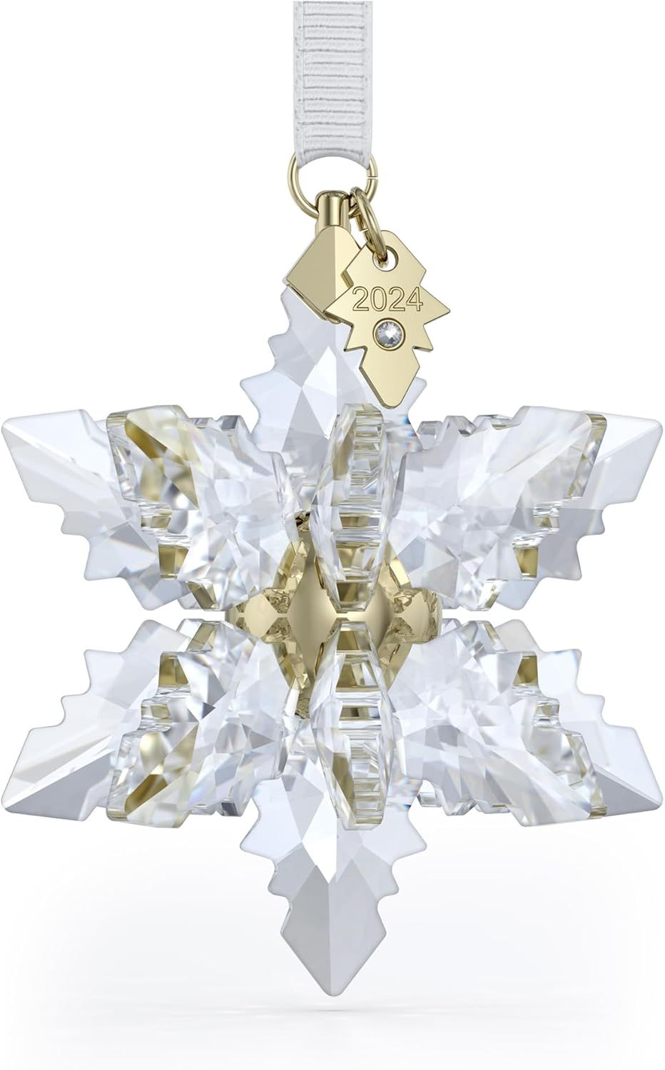 Swarovski Clear Crystal 3D Snowflake Ornament with Gold-Tone Center