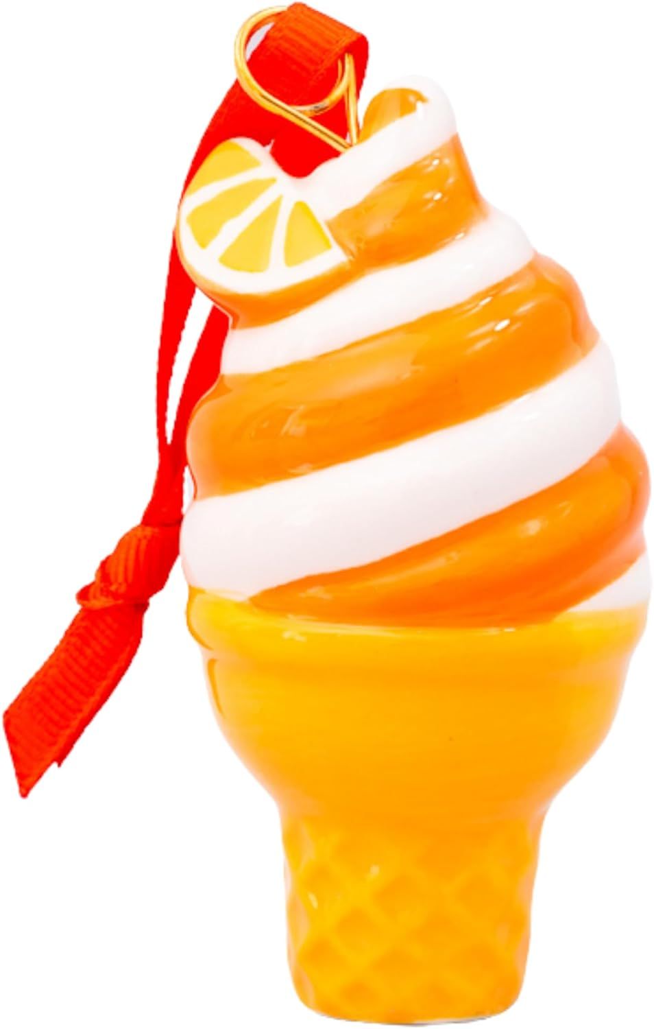 Orange and White Porcelain Ice Cream Cone Ornament