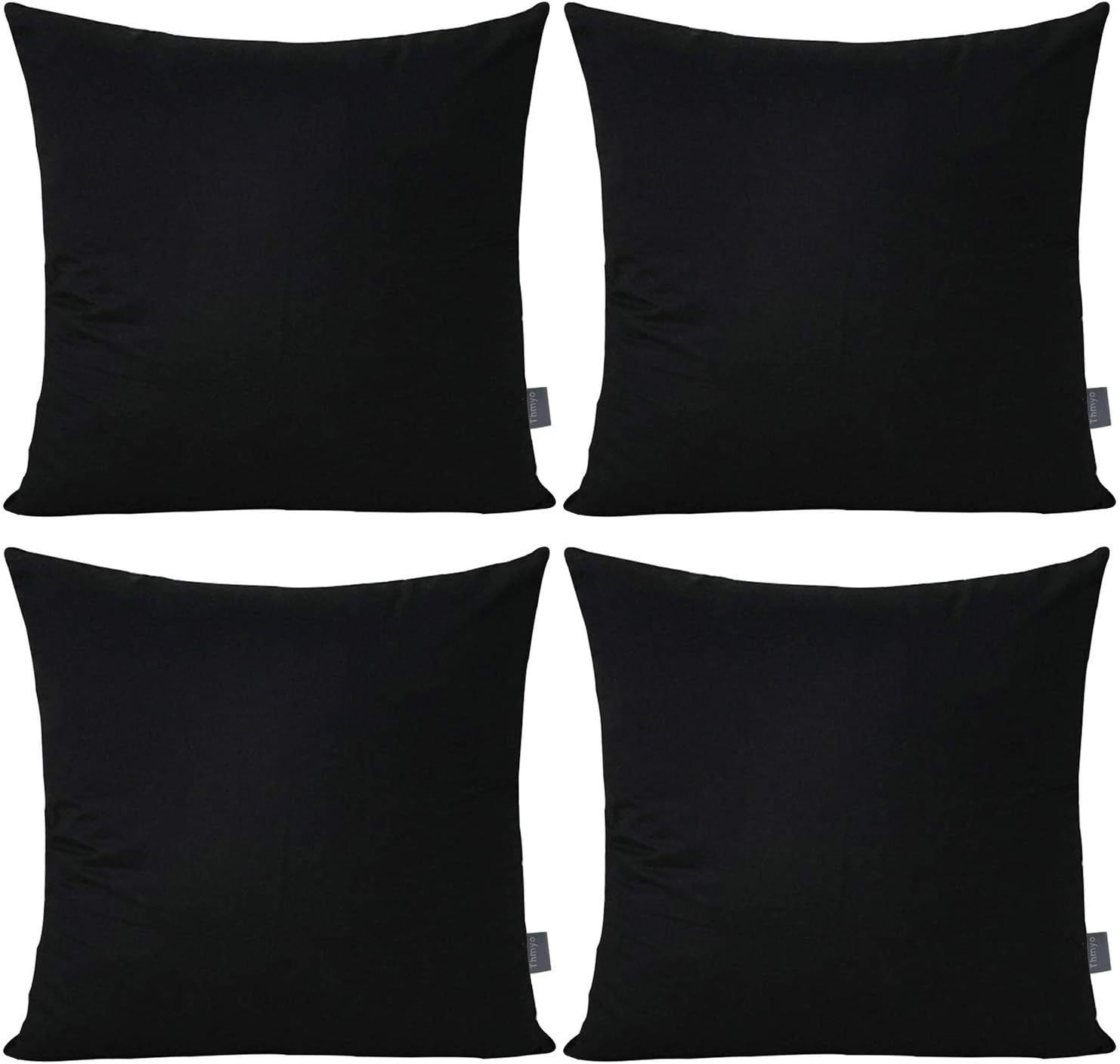 Black Cotton Euro Kids Unisex Pillowcase Set