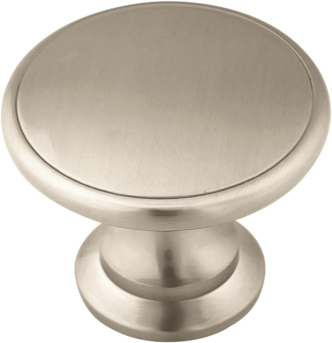 Satin Nickel Round Traditional Cabinet Knob with Mounting Hardware