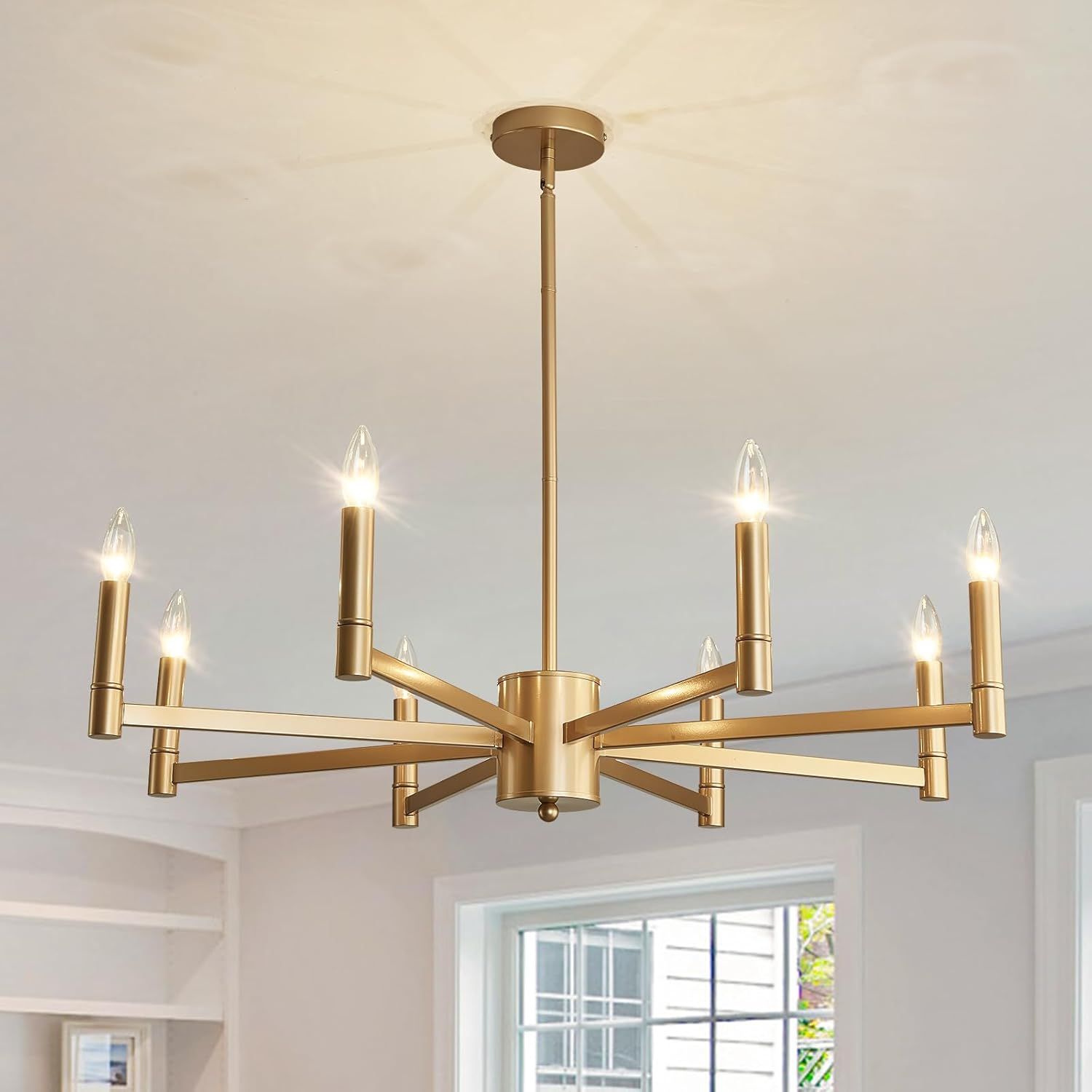 Gold 8-Light Candle Empire Chandelier with Metal Finish