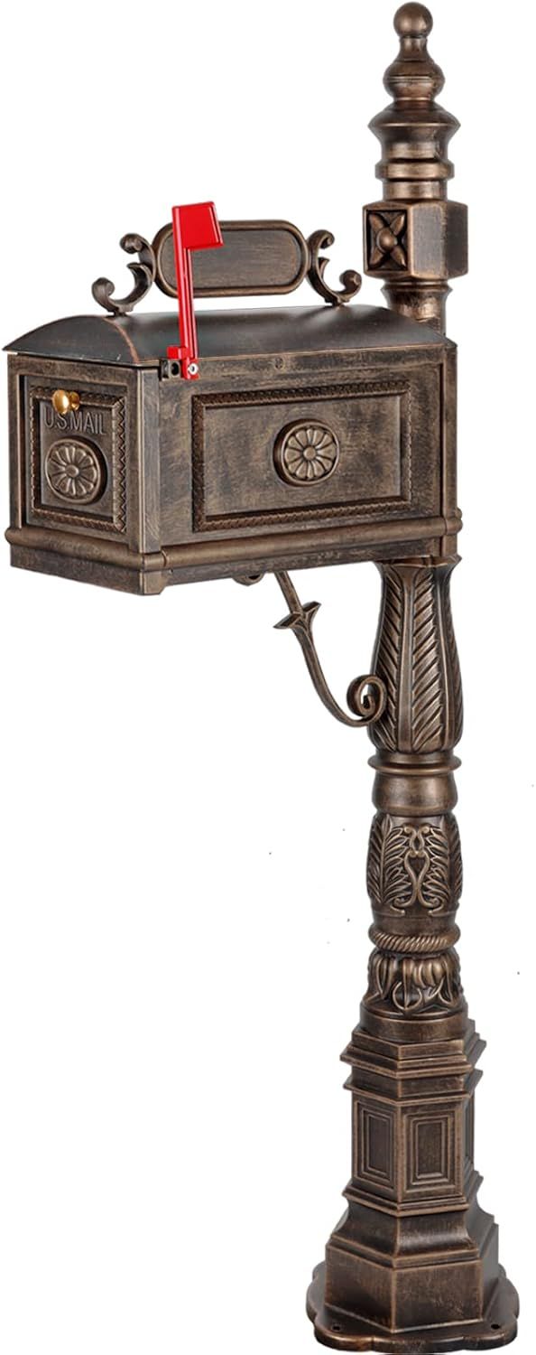 Bronze Cast Aluminum Decorative Pedestal Mailbox