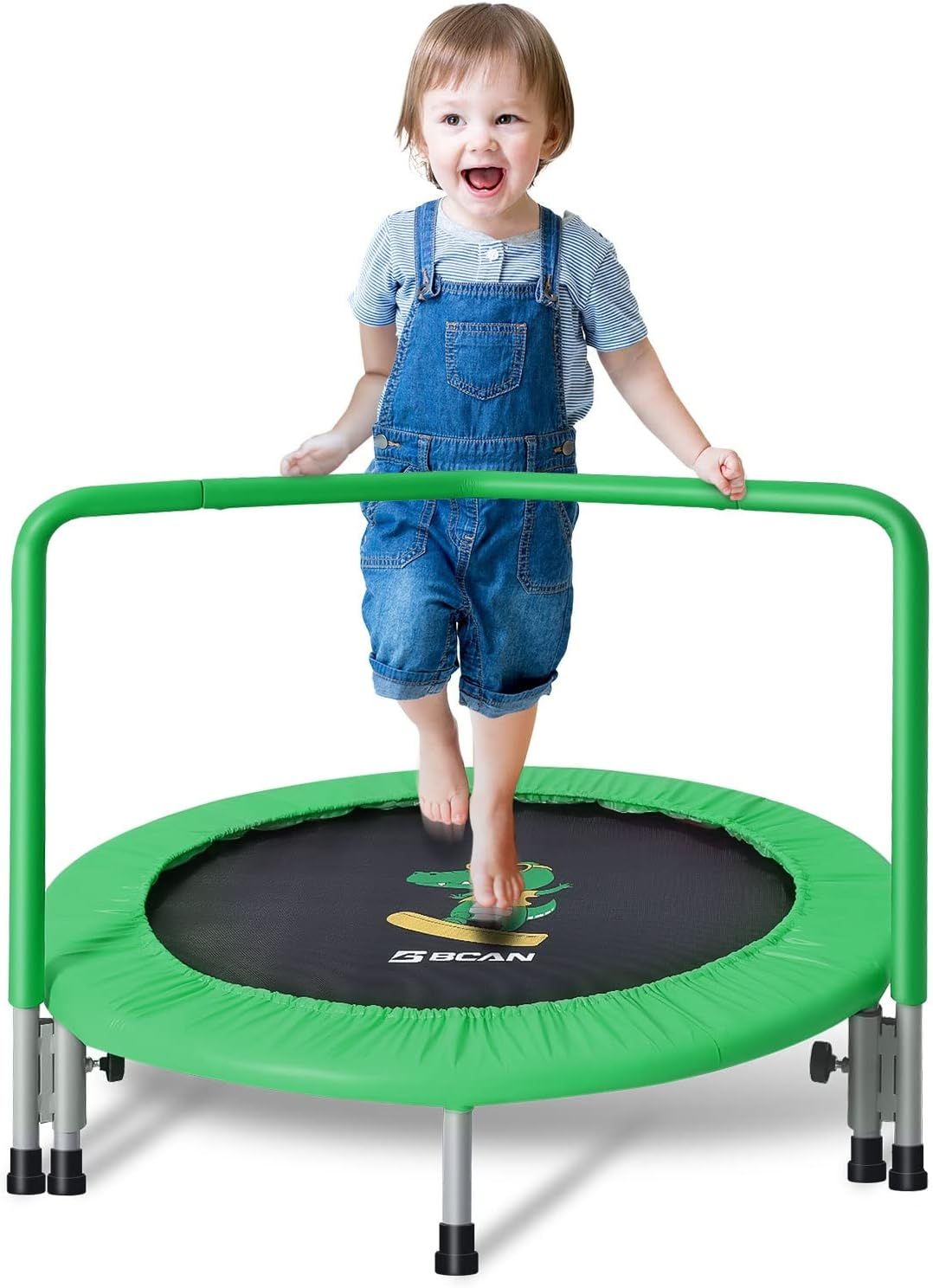 Green Round Kids' Trampoline with Handle, 36 Inches