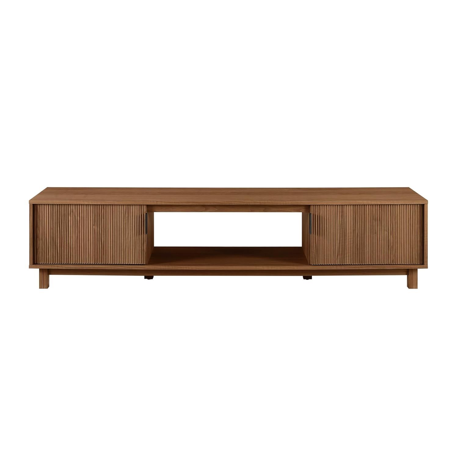 Mocha 70" Modern Fluted-Door TV Stand with Cabinet