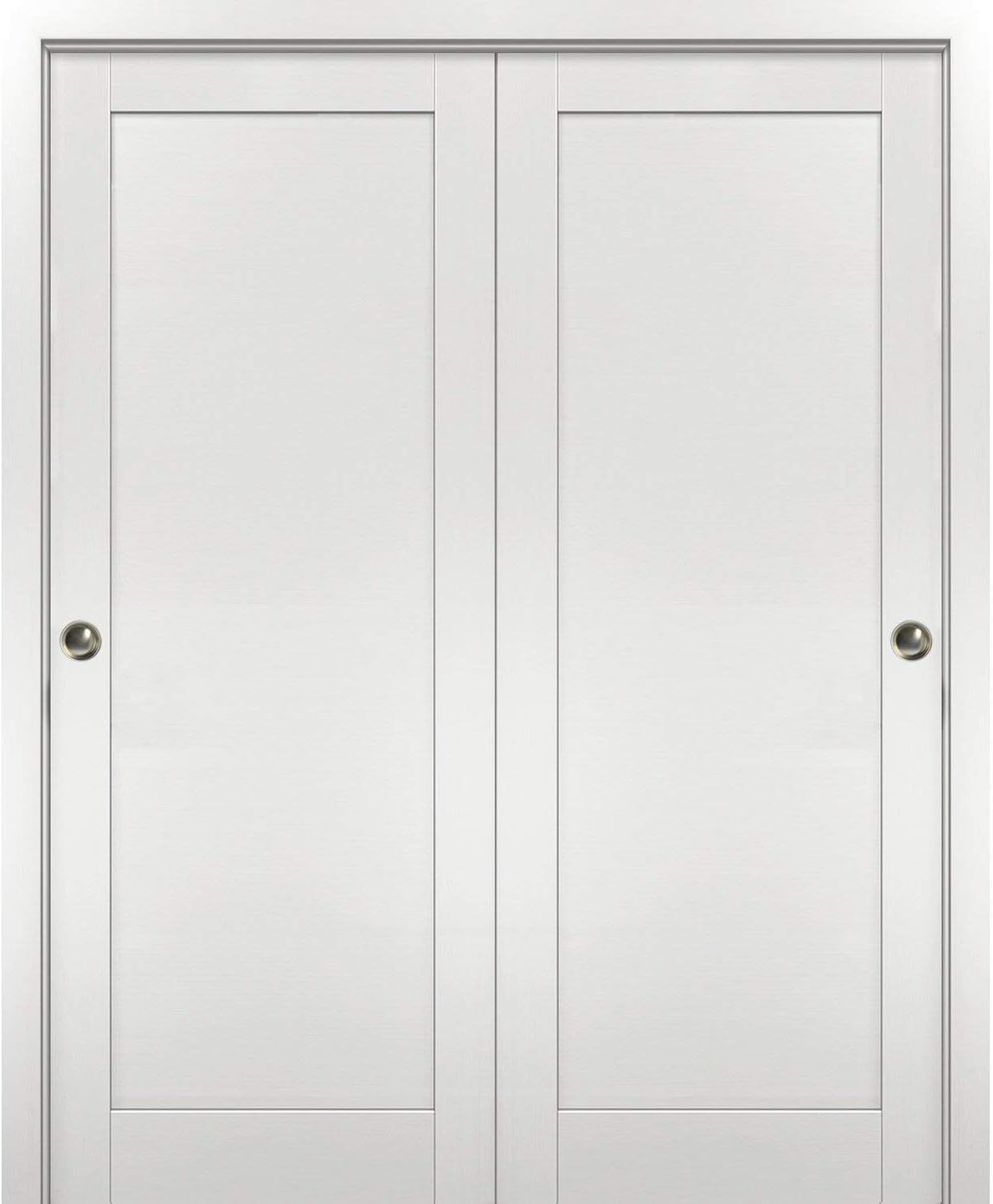 White Ash 72" x 80" Sliding Closet Bypass Doors with Hardware