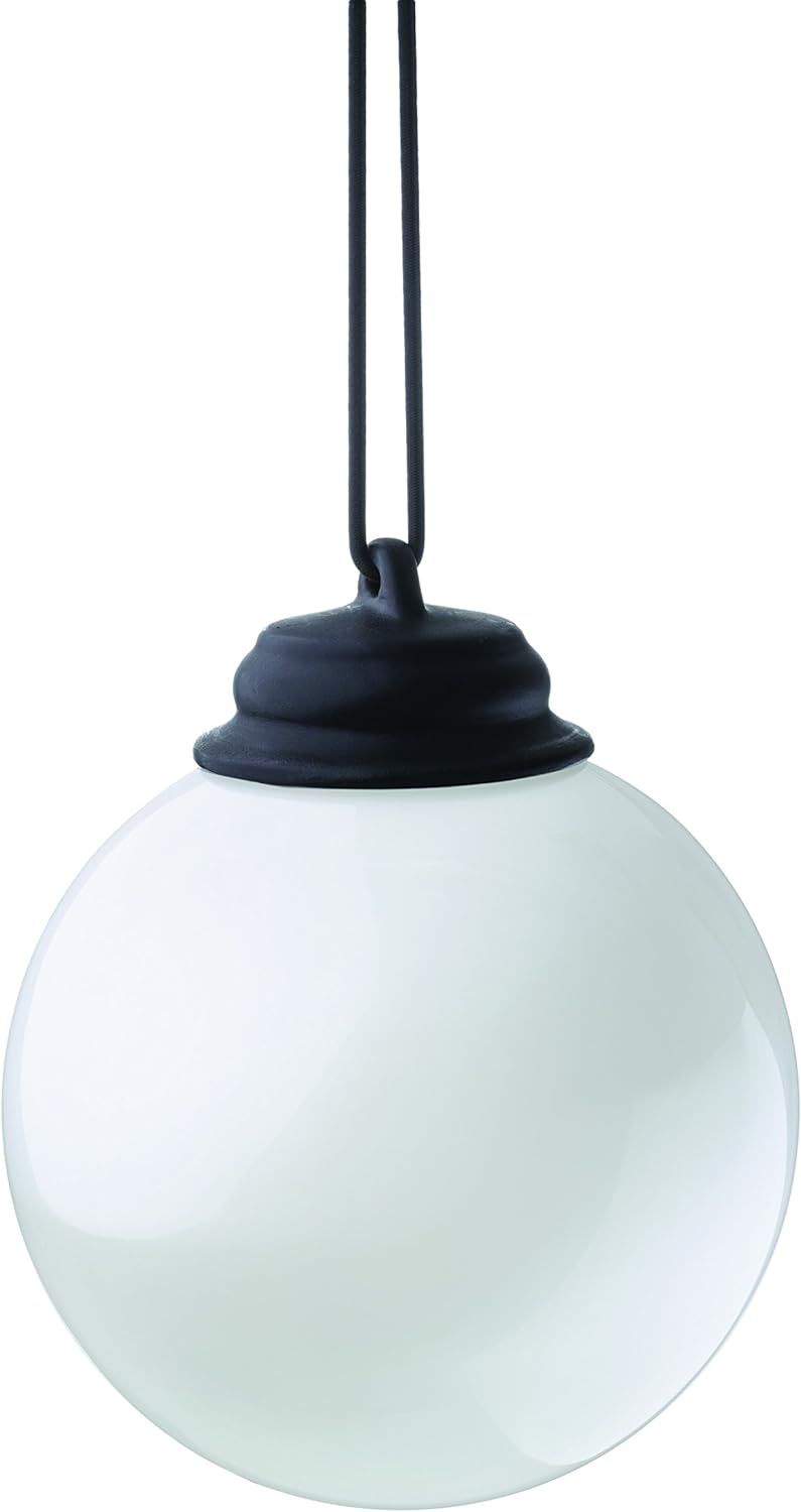 White 5" Battery Powered Outdoor Globe Light with Timer