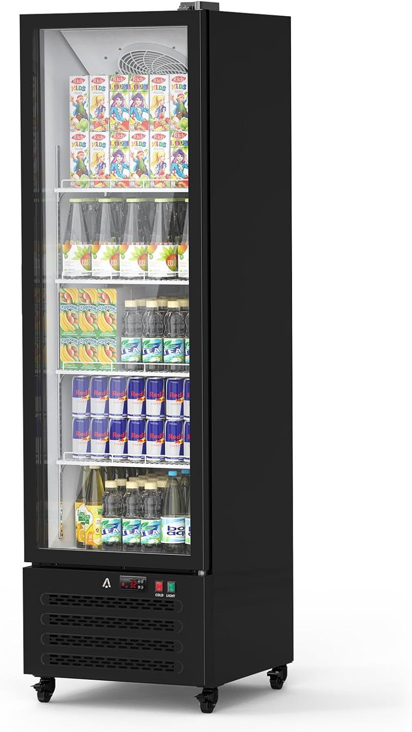 Black Single Glass Door Commercial Beverage Cooler