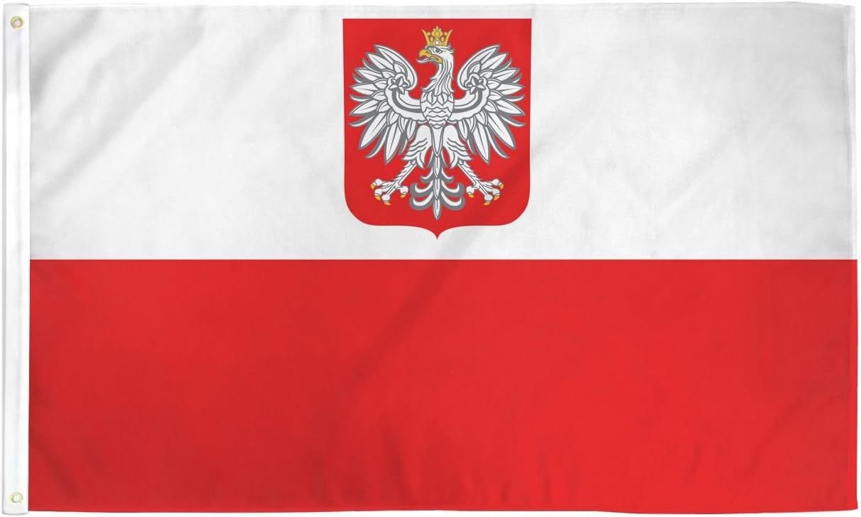 Poland Eagle Emblem Red and White Nylon Flag