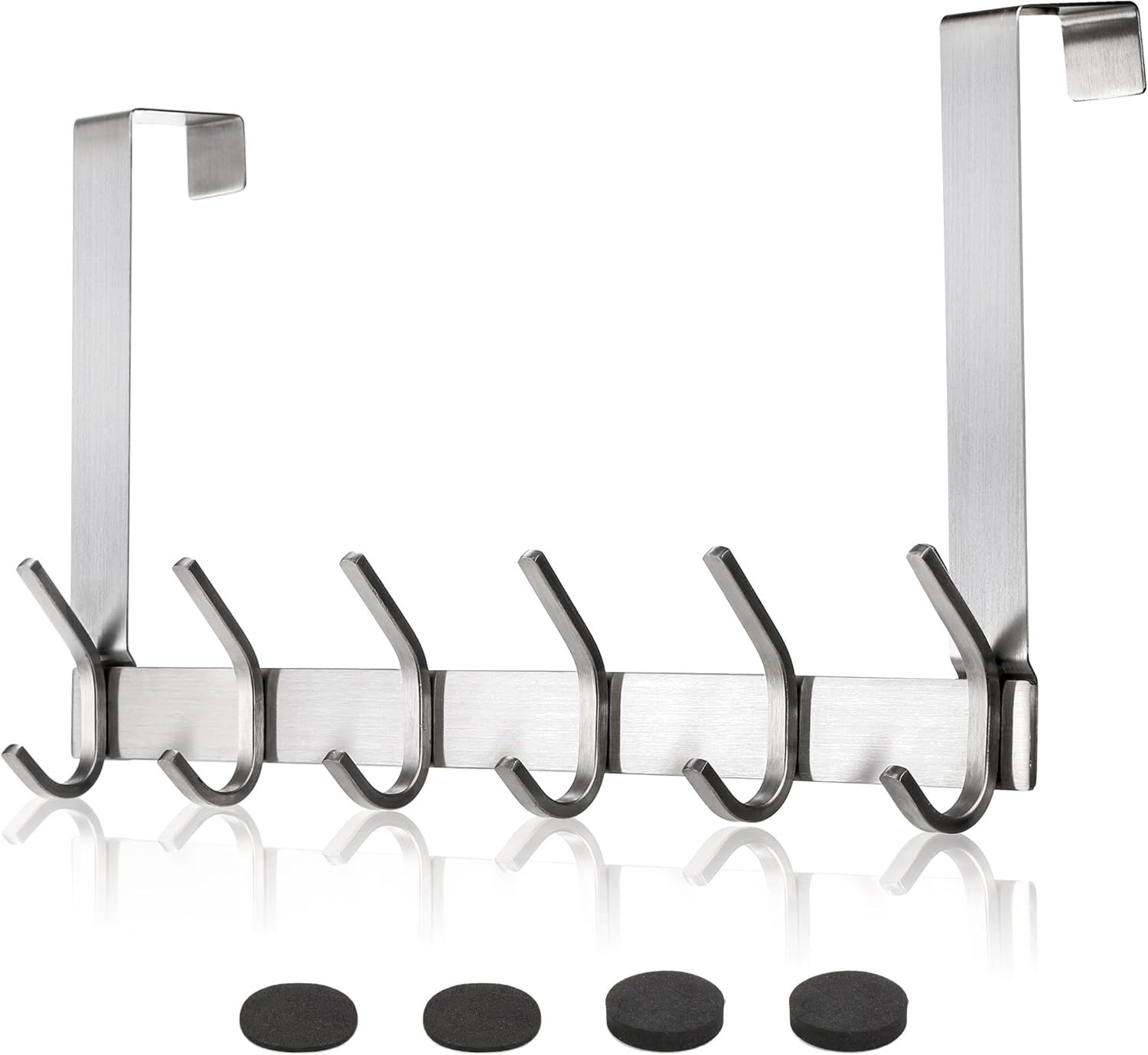 Brushed Stainless Steel Over Door Hook Rack with 12 Hooks