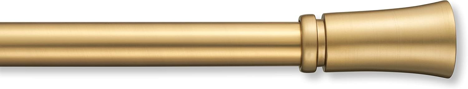 Brushed Gold Adjustable Steel Curtain Rod with Fluted Finials