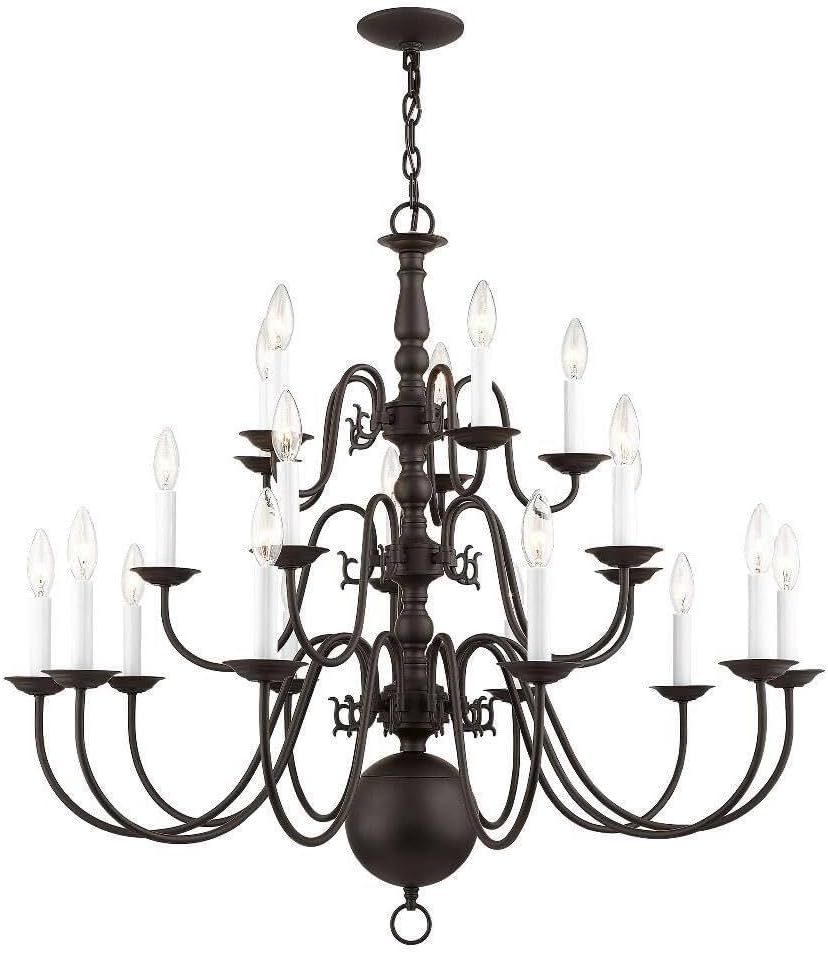 Bronze 36-Inch 20-Light Candelabra Chandelier